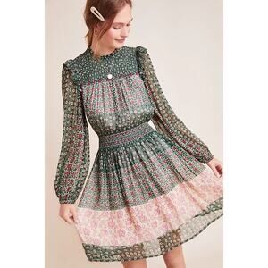 By Anthropologie Rhiannon Floral Mini Dress SZ XS Peasant